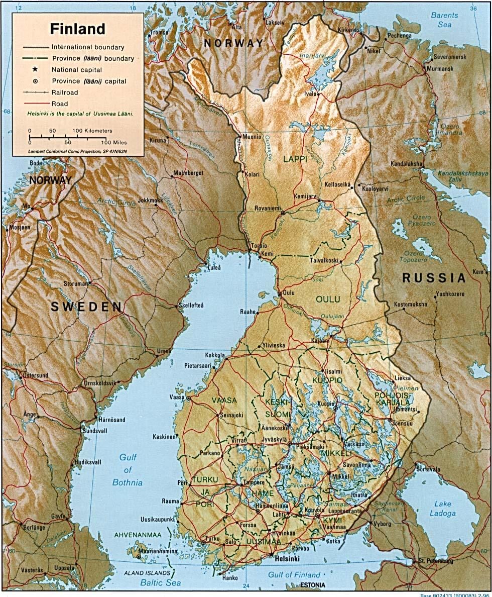 Топографска карта Финској