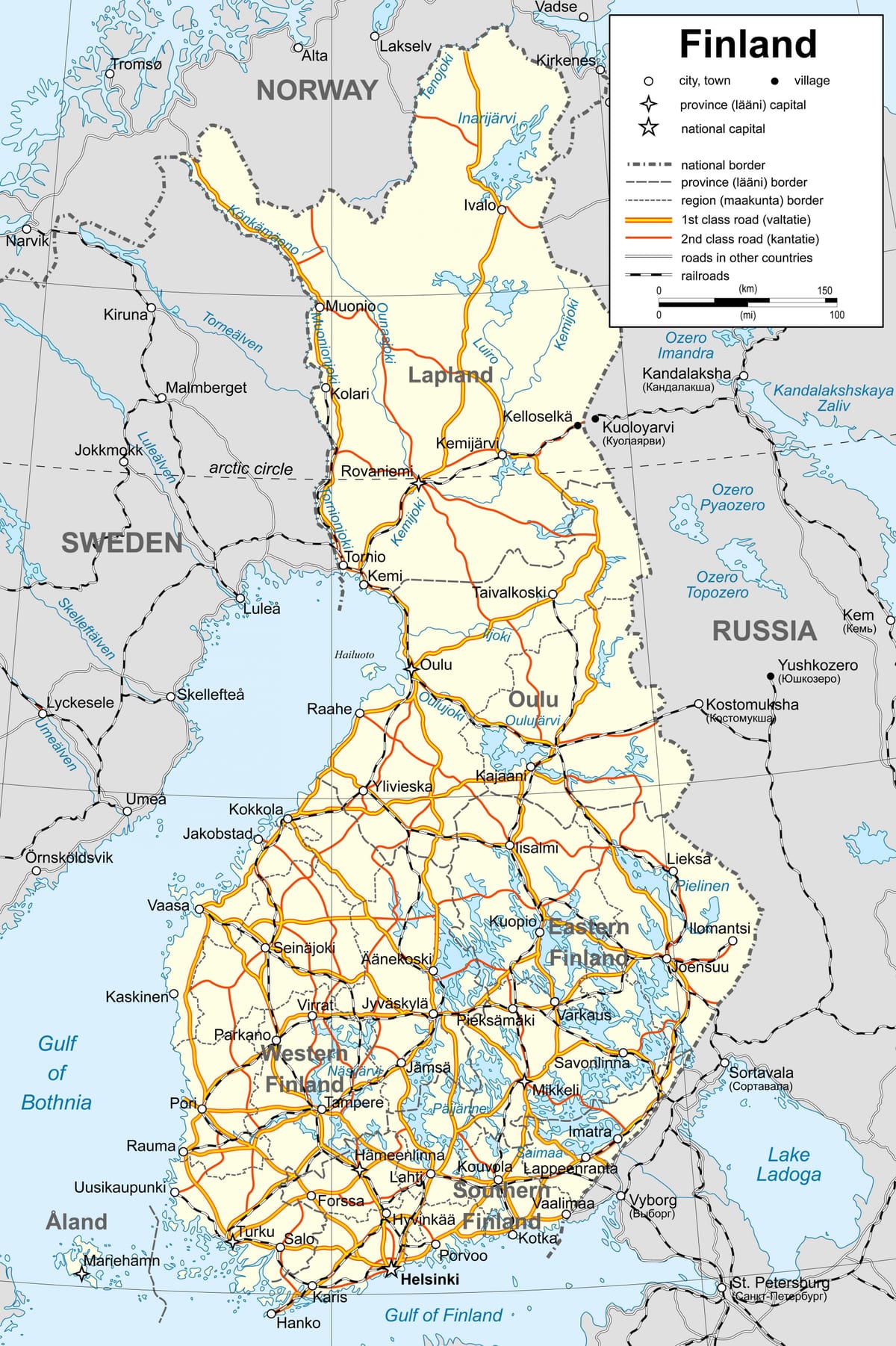 Карта Финске политичке