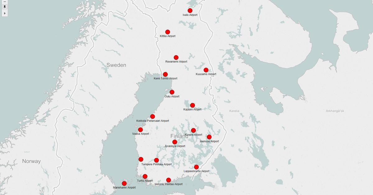 Карта Финске аеродроми