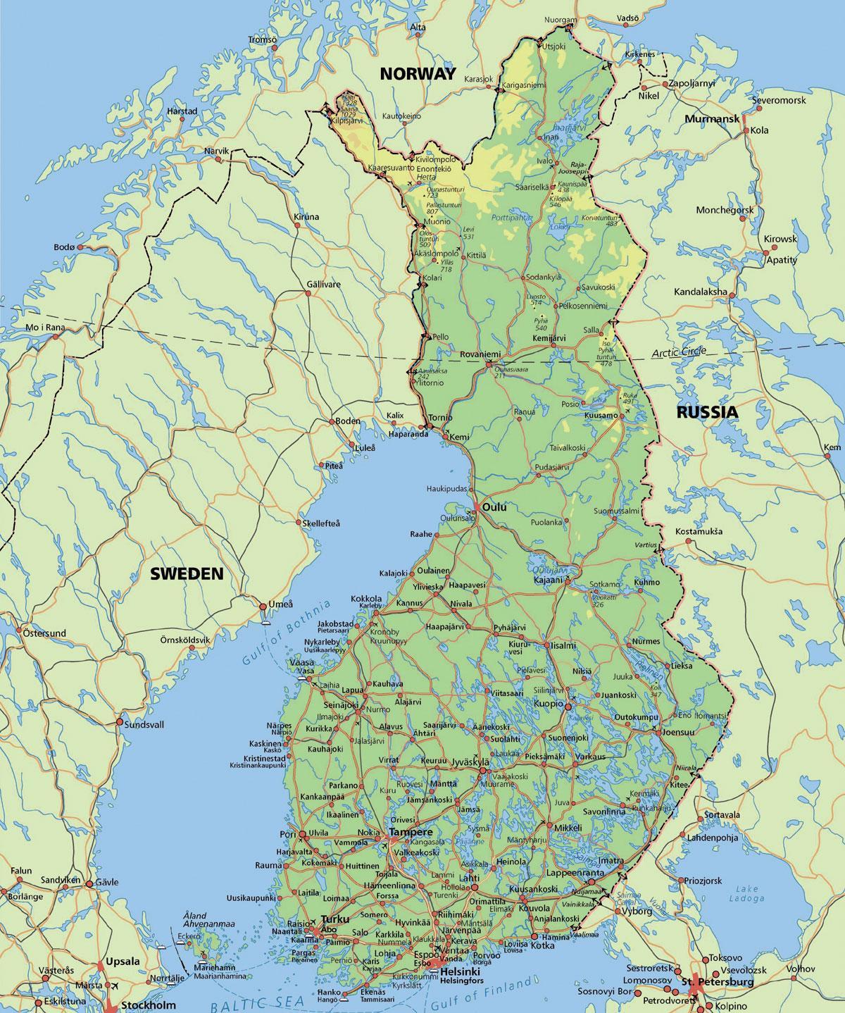 Карта Поларни круг Финска