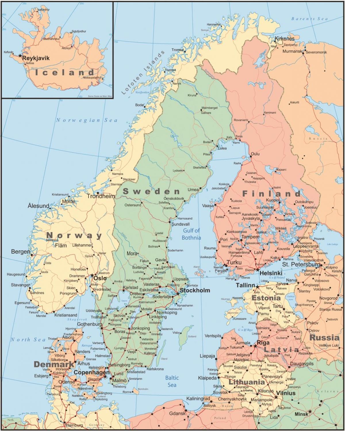 Карта Финске и суседних земаља
